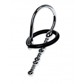 Серебристый уретральный плаг-бусины TOYFA Metal с мягким фиксириющим кольцом - ToyFa - купить с доставкой в Краснодаре