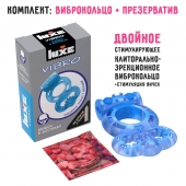 Голубое эрекционное виброкольцо Luxe VIBRO  Дьявол в доспехах  + презерватив - Luxe - в Краснодаре купить с доставкой