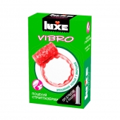 Розовое эрекционное виброкольцо Luxe VIBRO  Поцелуй стриптизёрши  + презерватив - Luxe - в Краснодаре купить с доставкой