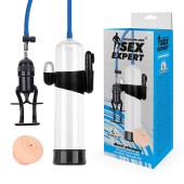 Прозрачная вакуумная вибропомпа Sex Expert с насадкой-вагиной - Sex Expert - в Краснодаре купить с доставкой