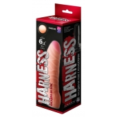 Телесная изогнутая насадка на Harness с коннектором BLACK LINE - 17 см. - LOVETOY (А-Полимер) - купить с доставкой в Краснодаре