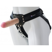 Черный пояс-трусики с насадкой  Гламур Dana  - 15,5 см. - LOVETOY (А-Полимер) - купить с доставкой в Краснодаре