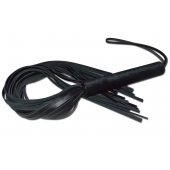 Чёрная кожаная плеть с жесткой ручкой - 63 см. - Sitabella - купить с доставкой в Краснодаре