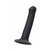 Черный фаллос на присоске Silicone Bendable Dildo M - 18 см. - Strap-on-me - купить с доставкой в Краснодаре