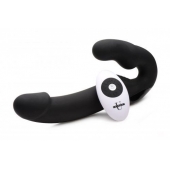 Черный безремневой страпон Urge Silicone Strap On с пультом ДУ - 24 см. - XR Brands - купить с доставкой в Краснодаре