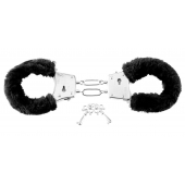 Меховые чёрные наручники Beginner s Furry Cuffs - Pipedream - купить с доставкой в Краснодаре