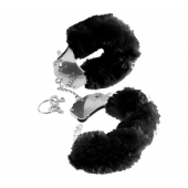 Металлические наручники Furry Love Cuffs с черным мехом - Pipedream - купить с доставкой в Краснодаре