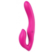 Ярко-розовый безремневой страпон REMOTE DOUBLE DIPPER - 22 см. - Dream Toys - купить с доставкой в Краснодаре