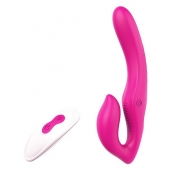 Ярко-розовый безремневой страпон REMOTE DOUBLE DIPPER - 22 см. - Dream Toys - купить с доставкой в Краснодаре