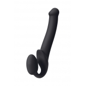 Черный безремневой страпон Silicone Bendable Strap-On M - Strap-on-me - купить с доставкой в Краснодаре