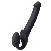 Черный безремневой страпон Silicone Bendable Strap-On M - Strap-on-me - купить с доставкой в Краснодаре