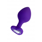 Фиолетовая анальная втулка Diamond Heart с прозрачным кристаллом - 8 см. - ToyFa - купить с доставкой в Краснодаре