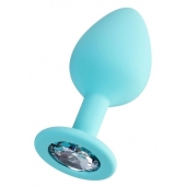 Мятная анальная втулка Brilliant с прозрачным кристаллом - 8 см. - ToyFa - купить с доставкой в Краснодаре