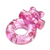 Розовое эрекционное виброкольцо на пенис Pink Bear - Baile - в Краснодаре купить с доставкой