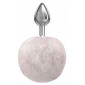 Серебристая анальная пробка с белым пушистым хвостиком Twinkle - Lola Games - купить с доставкой в Краснодаре