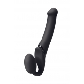 Черный безремневой вибрострапон Silicone Bendable Strap-On M - Strap-on-me - купить с доставкой в Краснодаре