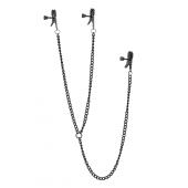Черные зажимы на соски и клитор на цепочке DELUXE NIPPLE   CLIT CLAMPS - Dream Toys - купить с доставкой в Краснодаре