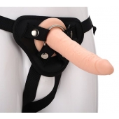 Телесный страпон на черных трусиках STRAP ON REAL DILDO - 20 см. - Dream Toys - купить с доставкой в Краснодаре