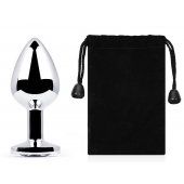 Серебристая анальная пробка с прозрачным стразом - 7,2 см. - Anal Jewelry Plug - купить с доставкой в Краснодаре