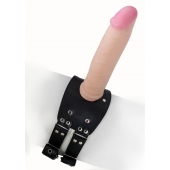 Черный узкий пояс на бедро с телесной насадкой - LOVETOY (А-Полимер) - купить с доставкой в Краснодаре
