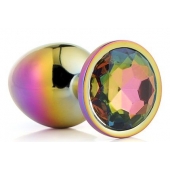 Голографическая анальная втулка с радужным кристаллом - 7,1 см. - Dream Toys - купить с доставкой в Краснодаре
