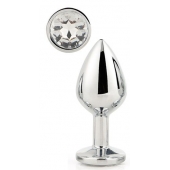 Серебристая анальная втулка с прозрачным кристаллом - 7,1 см. - Dream Toys - купить с доставкой в Краснодаре