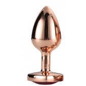 Золотистая анальная втулка с кристаллом-сердечком розового цвета - 7,1 см. - Dream Toys - купить с доставкой в Краснодаре