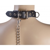 Черный кожаный ошейник Big Ring - Sitabella - купить с доставкой в Краснодаре