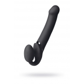 Черный безремневой вибрострапон Vibrating Bendable Strap-On L - Strap-on-me - купить с доставкой в Краснодаре