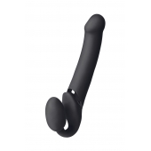 Черный безремневой вибрострапон Vibrating Bendable Strap-On L - Strap-on-me - купить с доставкой в Краснодаре