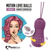 Фиолетовые вагинальные шарики с вращением бусин Remote Controlled Motion Love Balls Foxy - FeelzToys