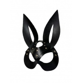 Черная кожаная маска зайки Miss Bunny - БДСМ Арсенал - купить с доставкой в Краснодаре