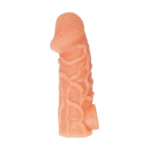 Телесная закрытая насадка с венками Cock Sleeve Size M - 15,6 см. - KOKOS - в Краснодаре купить с доставкой