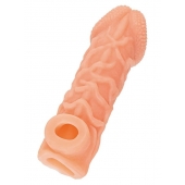 Телесная закрытая насадка с венками Cock Sleeve Size M - 15,6 см. - KOKOS - в Краснодаре купить с доставкой