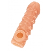 Телесная закрытая насадка с пучками шишечек Cock Sleeve Size M - 15,6 см. - KOKOS - в Краснодаре купить с доставкой