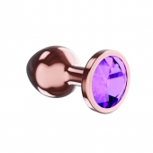 Пробка цвета розового золота с фиолетовым кристаллом Diamond Amethyst Shine S - 7,2 см. - Lola Games - купить с доставкой в Краснодаре