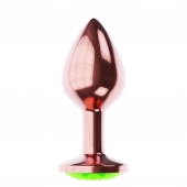 Пробка цвета розового золота с лаймовым кристаллом Diamond Emerald Shine S - 7,2 см. - Lola Games - купить с доставкой в Краснодаре