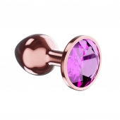 Пробка цвета розового золота с лиловым кристаллом Diamond Quartz Shine L - 8,3 см. - Lola Games - купить с доставкой в Краснодаре