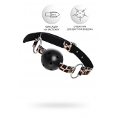 Черный кляп-шар на леопардовых ремешках Anonymo - ToyFa - купить с доставкой в Краснодаре