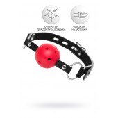 Красный кляп-шар на черных ремешках - ToyFa - купить с доставкой в Краснодаре