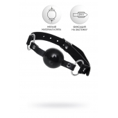 Черный кляп-шар на кожаных ремешках Anonymo - ToyFa - купить с доставкой в Краснодаре