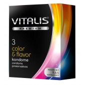 Цветные ароматизированные презервативы VITALIS PREMIUM color   flavor - 3 шт. - Vitalis - купить с доставкой в Краснодаре