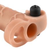 Телесная вибронасадка с кольцом Vibrating Real Feel 2 Extension - 16 см. - Pipedream - в Краснодаре купить с доставкой