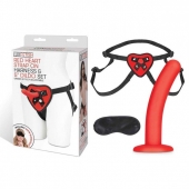 Красный поясной фаллоимитатор Red Heart Strap on Harness   5in Dildo Set - 12,25 см. - Lux Fetish - купить с доставкой в Краснодаре