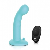Голубая изогнутая насадка 6in Remote Control Ripple P-Spot G-Spot на черных трусиках - 16 см. - Pegasus - купить с доставкой в Краснодаре