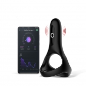 Черное виброкольцо Magic Motion Rise с подхватом мошонки - Magic Motion - в Краснодаре купить с доставкой