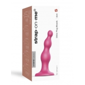 Розовая насадка Strap-On-Me Dildo Plug Beads size S - Strap-on-me - купить с доставкой в Краснодаре