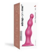 Розовая насадка Strap-On-Me Dildo Plug Beads size L - Strap-on-me - купить с доставкой в Краснодаре