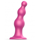 Розовая насадка Strap-On-Me Dildo Plug Beads size L - Strap-on-me - купить с доставкой в Краснодаре