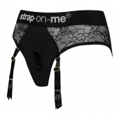 Черные трусики для насадок Diva Lingerie Harness - size L - Strap-on-me - купить с доставкой в Краснодаре